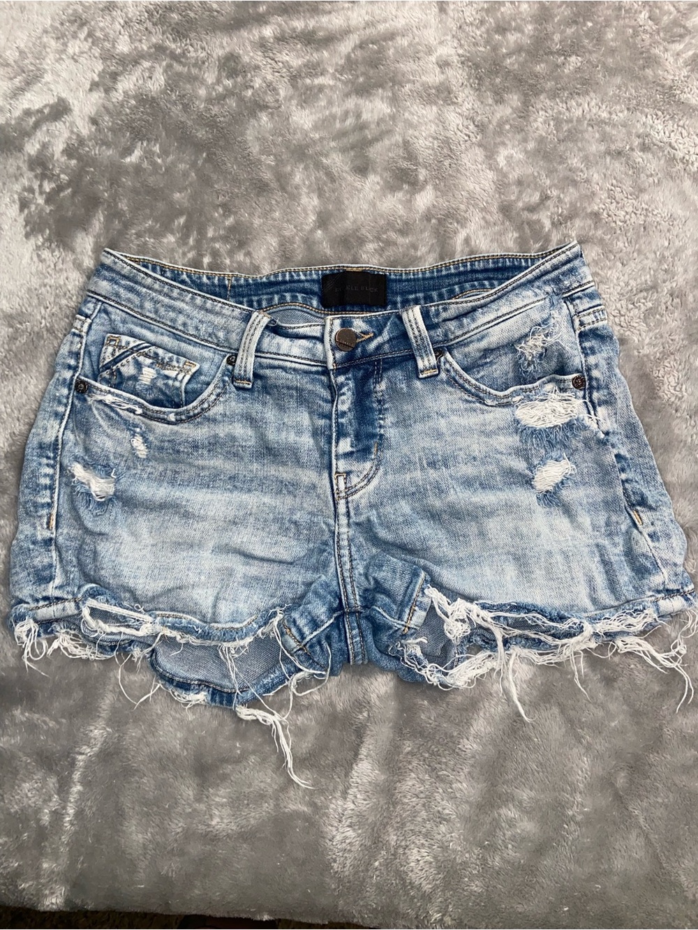 Buckle Light Blue Distressed Denim Shorts